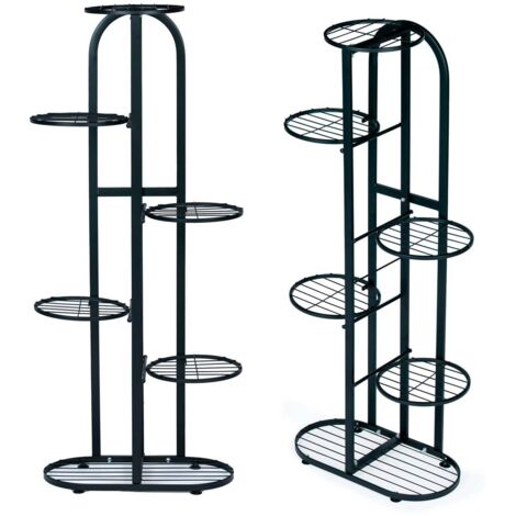 Jardiniere moderne en metal 6 niveaux noir (1/5)