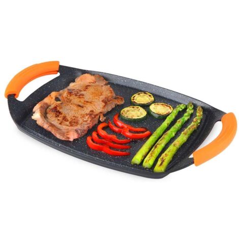 Orbegozo gdb 3600 grill grill de fonte d'aluminium - revêtement de pierre antiadhésive - poignées de caoutchouc amovible - lavable au lave-vaisselle - design ergonomique (1/2)