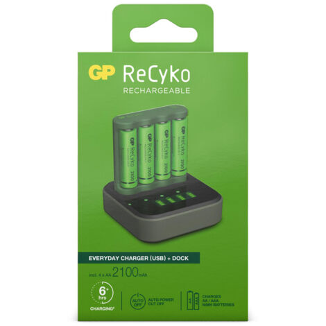 Chargeur de batterie 6h inclus 4 gp aa 2100mah avec station de recharge (1/5)
