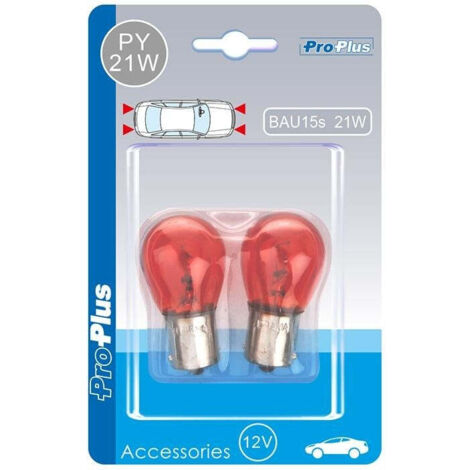Ampoule de voiture 12v 21w bau15s orange 2 pieces sous blister (1/4)