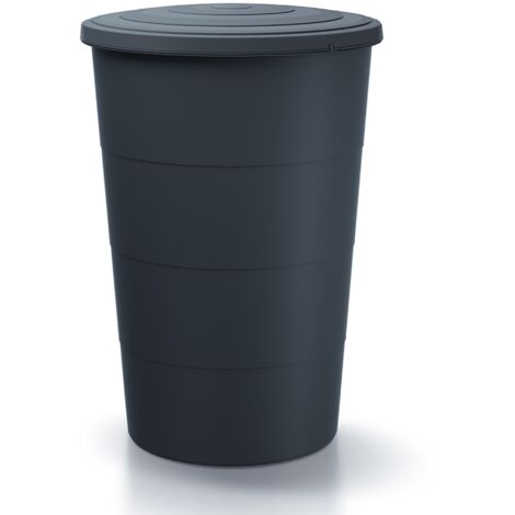 Baril d'eau de pluie 160L Baril d'eau de pluie en plastique lisse de couleur anthracite 60 (L) x 60 (l) x 87,8 (H) cm