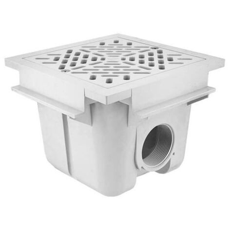 Astralpool – Bonde de piscine carrée 210 x 210 mm ABS – Pour béton – Débit 13m³/h – Grille vissée – Sortie latérale 2''