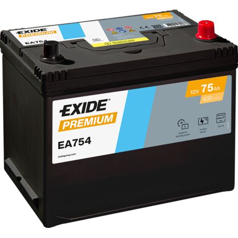 BATTERIE EXIDE PREMIUM D26 12V 75AH 630A 270X173X222 +D EA754