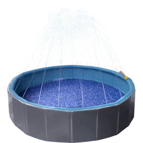 Piscine avec jet d'eau ø 160 x 30 cm bleu et gris pour chien - Flamingo