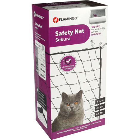 Filet de sécurité Sekura Noir 6 x 3 mètres pour chat - Flamingo