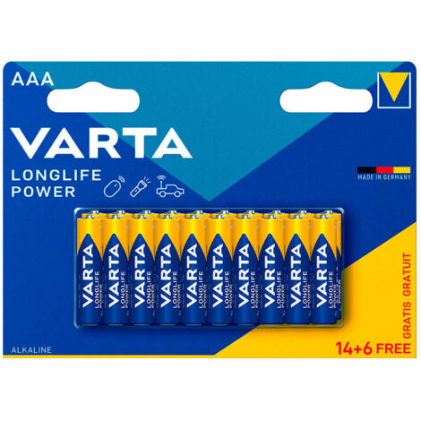 Pile Varta Longlife Power Aaa - Lr03 (emballage 14+6 Unit) ø10,5x44,5mm (1/2)