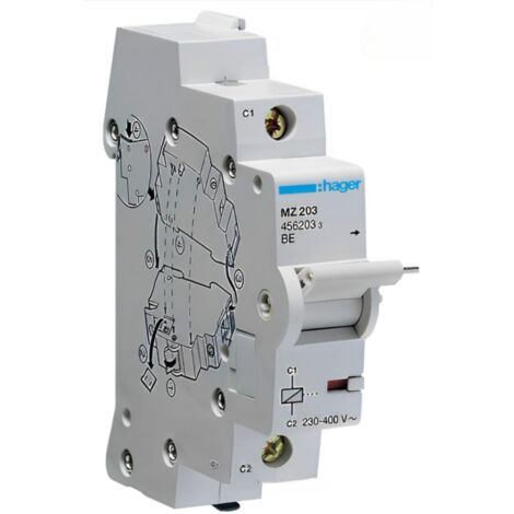 Hager – Bobine à manque de tension pour tableau électrique 230-415V AC 110-130V DC – Déclenchement à distance – Montage sur rail DIN (1/6)