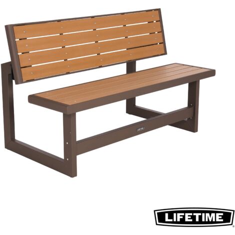 Lifetime – Banc convertible en table pique-nique – 2 à 4 places – Longueur 141 cm – Structure en acier – Revêtement anti-UV imitation bois