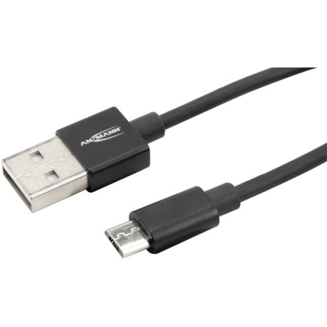 Ansmann Câble USB USB 2.0 USB-A mâle, USB-Micro-B mâle 2.00 m noir connecteur aluminium, gaine TPE 1700-0077 D891381 (1/5)