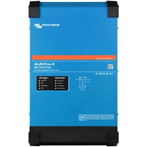 Victron – Chargeur de batterie 3000 VA 48 V – Alimentation 230 V – Ondes sinusoïdales pures – PowerControl jusqu'à 50 A – PMP482305010