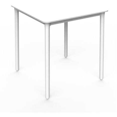 Garbar – Table carrée 70x70 cm pour 2 à 4 personnes – Polypropylène et fibre de verre – Résistante aux UV et intempéries – Blanche