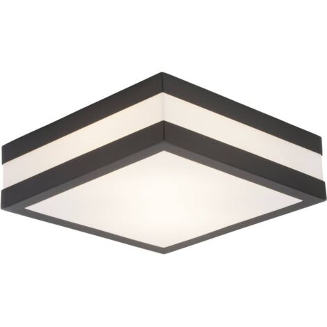 Brilliant – Plafonnier extérieur E27 22 W IP44 anthracite – Design moderne en acier et plastique – Dimensions 28.5x28.5x8.5 cm - A628081