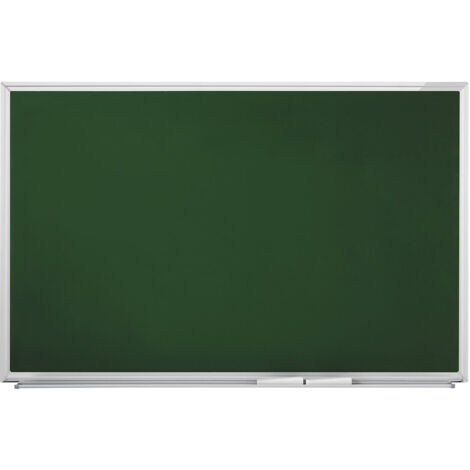 Tableau ardoise magnétique 600 x 450 mm – Tôle d'acier laquée vert – Effaçable à sec – Cadre aluminium argent – Magnetoplan