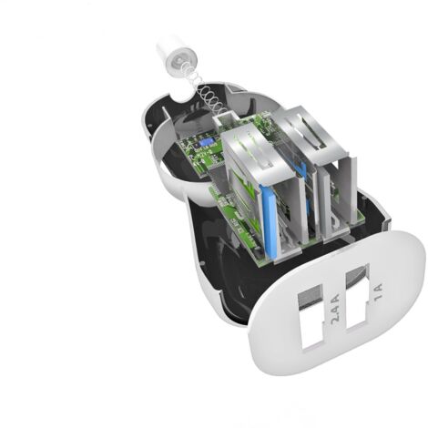 SBS TECR2USB24AWFAST chargeur d'appareils mobiles Smartphone, Tablette Blanc Allume-cigare Charge rapide Auto (1/5)