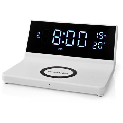 Réveil Nedis WCACQ20WT avec chargeur sans fil Qi Blanc (1/5)