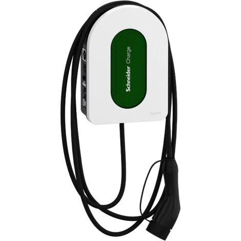 Schneider Electric – Wallbox de recharge 11 kW – Câble type 2 5 m – Détection de courant continu 6 mA – Intérieur/extérieur – Wi-Fi, contrôle APP