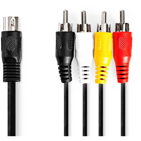 Din ljudkabel din 5 pin hane 4x rca hane nickelplaterad 100 m round pvc svart label (1/3)