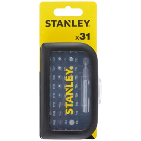 Stanley – Set de 31 embouts pour visseuse 25mm – Support magnétique 1/4" – Acier forgé et rectifié – Codification couleur pour identification rapide (1/2)