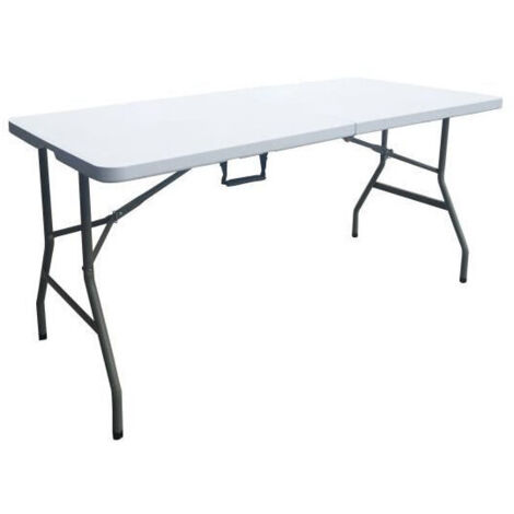 Table de réception pliante - TERRANOVA - Blanche - Structure acier et Plateau en Polyéthylene PEHD - 6 personnes - 152x70xH73,5 cm