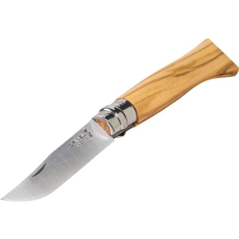 Couteau pliant Opinel n°08 bois d'olivier verrouillage Virobloc (1/3)