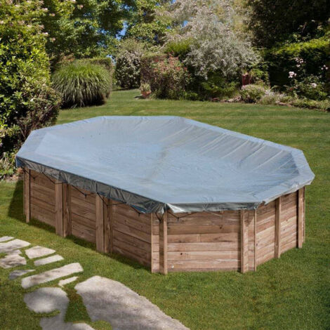 GRE CIKPBOC535 - winter couverture bambou ovale Bois piscines 575x375cm 580g/m2