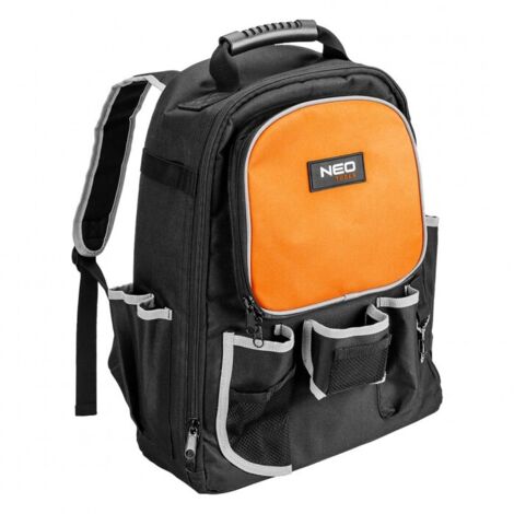 Sac à outils 33x43 cm en polyester 600D – 17 poches externes et 15 poches internes – Crochets pour outils – Sangles réglables