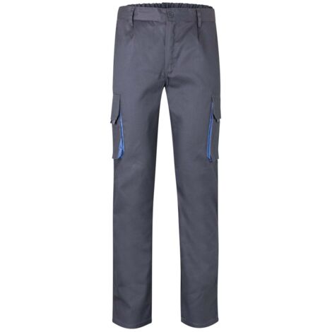 Pantalon multipoches bicolore VELILLA Gris / Bleu ciel 38