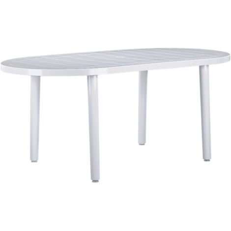 Garbar – Table ovale de jardin 180x90 cm – Polypropylène blanc – Résistante aux intempéries – Pour 4 à 6 personnes – Compatible parasol