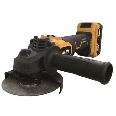 radiale à batterie Blim 125mm 20v 4.0ah - vitesse à vide 8500rpm - poignée souple ergonomique - couleur jaune (1/2)