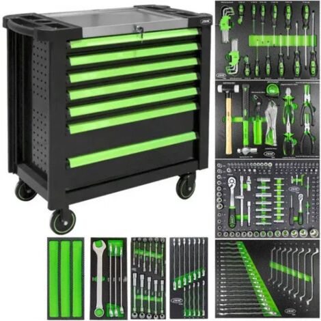 JBM 53912 ARMOIRE À ROULEAUX XL AVEC 7 TIROIRS - VERTE