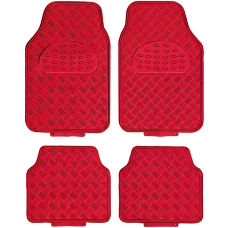 Jeu de 4 Tapis de sol PVC Look Aluminium - Universels - Rouge (1/5)
