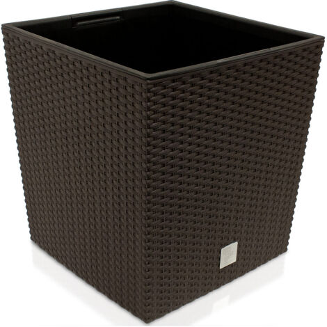 Bac à fleurs 35 – 64 L en plastique résistant aux UV – Avec pot intérieur amovible – Pour intérieur et extérieur – Marron – Prosperplast