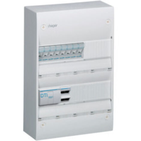 Hager – Coffret de communication grade 3 TV – 8 connecteurs RJ45 cat. 6a STP – Fixation Quickfix – Brassage accessible en face avant (1/3)