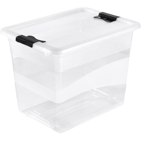KEEEPER Boîte de Rangement avec Couvercle et Système de Fermeture Coulissante 24L transparent (1/5)