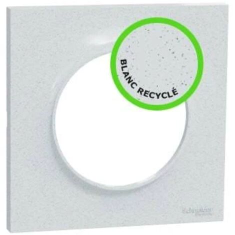 Schneider Electric – Plaque Schneider Odace Styl 1 poste S510702 – Blanc recyclé – Indice IP21 – Dimensions H 85mm L 85mm P 10mm – Finition élégante (1/5)