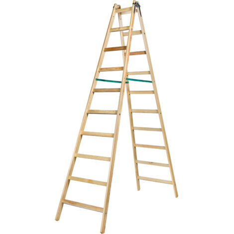 ÉCHELLE EN BOIS PREMIUM BRAKET 2X10 ÉCHELONS 299CM - BR-01-2101 (1/5)