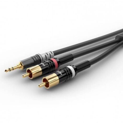 Câble de raccordement Sommer Cable HBP-3SC2-0600 audio [1x Jack mâle 3.5 mm - 2x Cinch-RCA mâle] 6.00 m noir Y743412 (1/2)