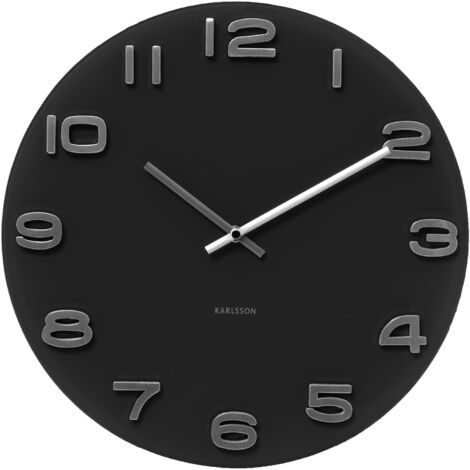 Horloge ronde vintage en verre 35 cm Noir (1/2)