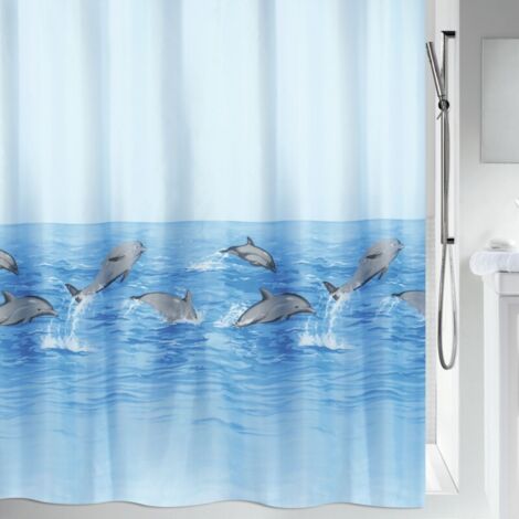 Rideau de douche Polyester NEMO 180x200cm Bleu motif dauphins Spirella (1/5)