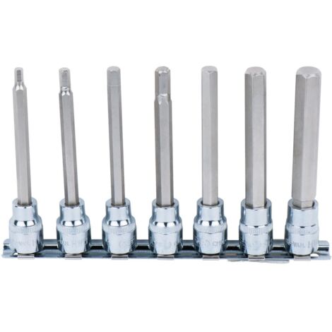 3/8" Jeu de douilles tournevis 6 pans intérieur CHROMEplus, longues, 7 pcs 4-12 mm (1/2)