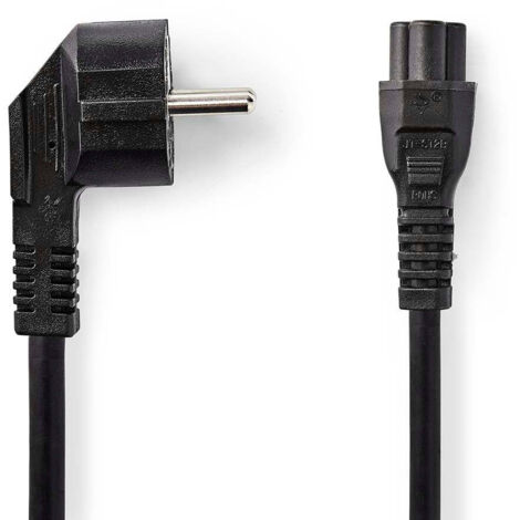 Cable dalimentation connecteur dalimentation male iec 320 c5 coude droit nickele 500 m rond pvc noir etiquette (1/3)