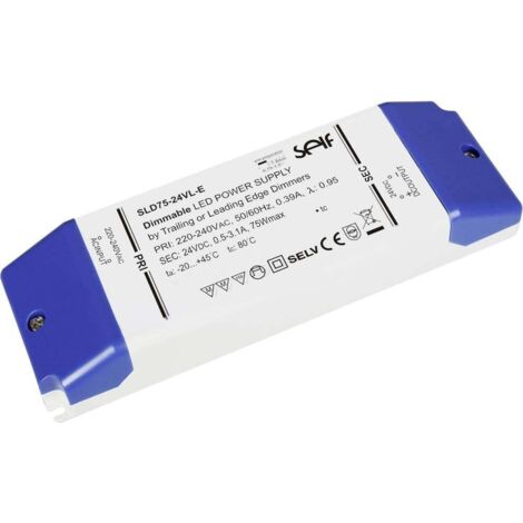 Self Electronics SLD75-12VL-E Transformateur pour LED à tension constante 75 W 1 - 6.25 A 12 V/DC dimmable, homologué pour les meubles, protection c X130671 (1/3)