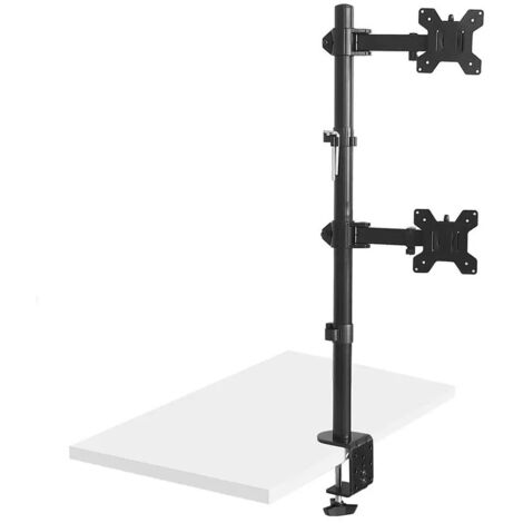 Maclean MC-967 Support d'écran de bureau vertical double VESA max 100x100, 13-27", 2x 9kg Revêtement en poudre Inclinable Rotatif Réglable (1/5)