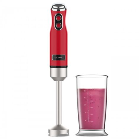 Cecotec Mixeur plongeant de Retro Power RetroRed 1200MAX. Puissance maximale de 1200W, lame de 4 lames avec revêtement de Titane noir, 2 vitesses, gobelet de 0,5L, design vintage. (1/5)