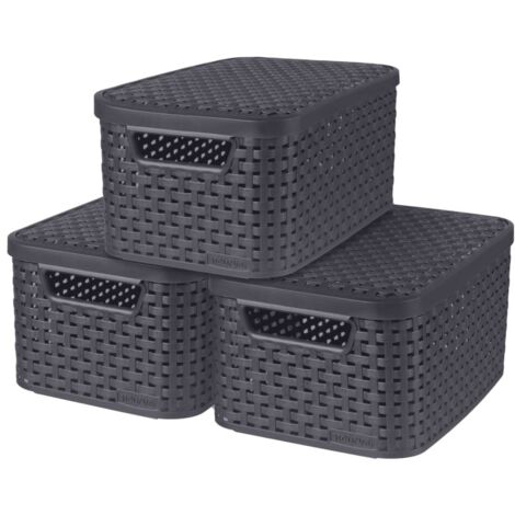 STYLE Set de 3 boîtes de rangement avec couvercle S - Gris - Veba (1/4)