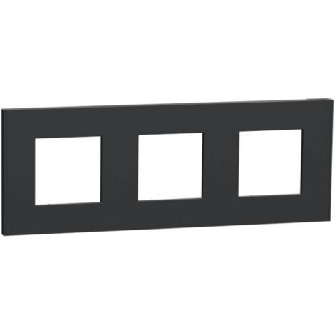 Plaque Unica Deco Schneider - 3 postes - Anthracite - Vertical/Horizontal (1/3)