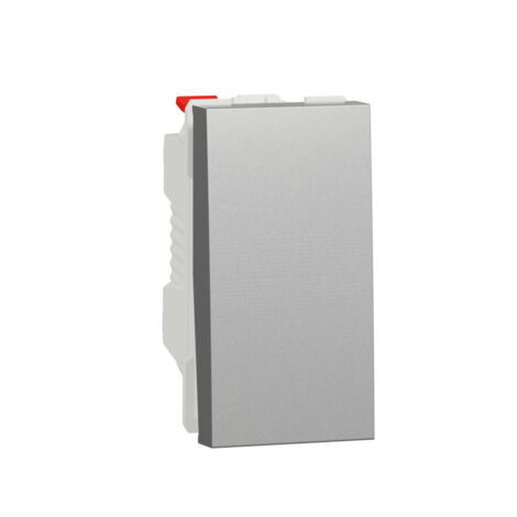 Unica - bouton-poussoir NO - 10A - connex rapide - 1 mod - Alu - méca seul (NU310630) (1/4)