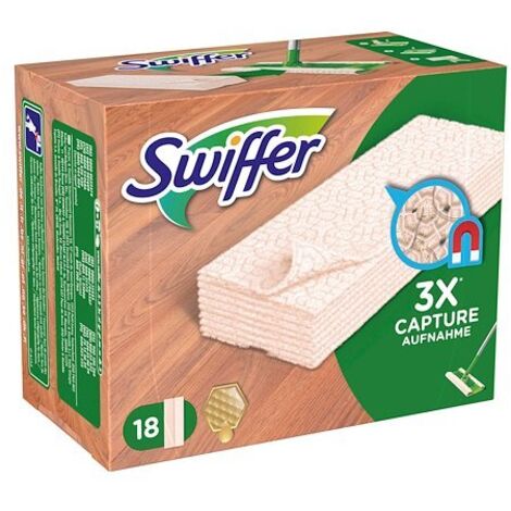 Lingettes de nettoyage Swiffer wood & parquet effet électrostatique cire d'abeille (1/5)