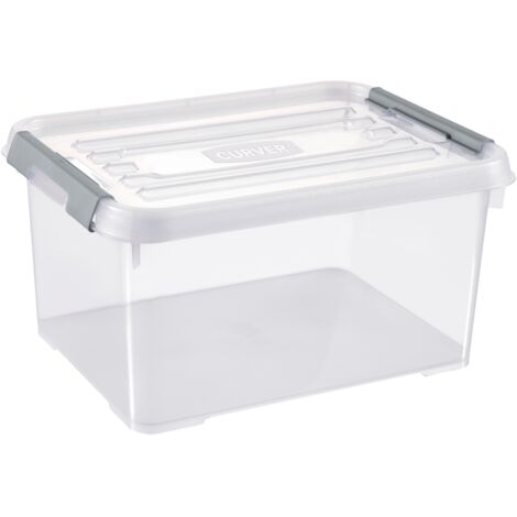 Boîte de rangement allibert handy plus 15 l transparente clips gris (1/4)