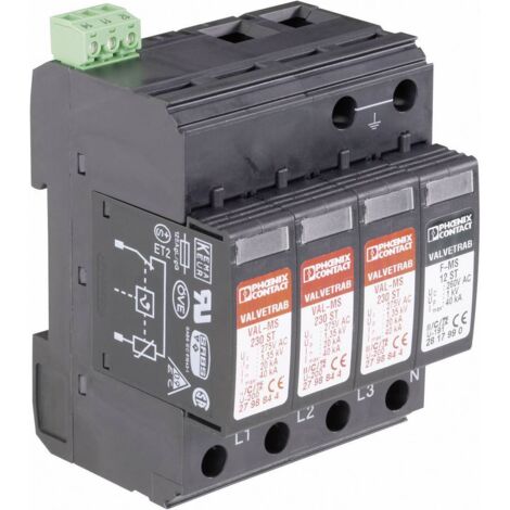 Parafoudre Phoenix Contact val-ms 230/3+1 fm 20 kA rail DIN (1/2)